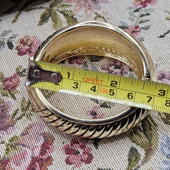 Spring Street By Nordstrom Chunky Bold Rhinestone Goldtone Clamper Bracelet - Picture 7 of 7